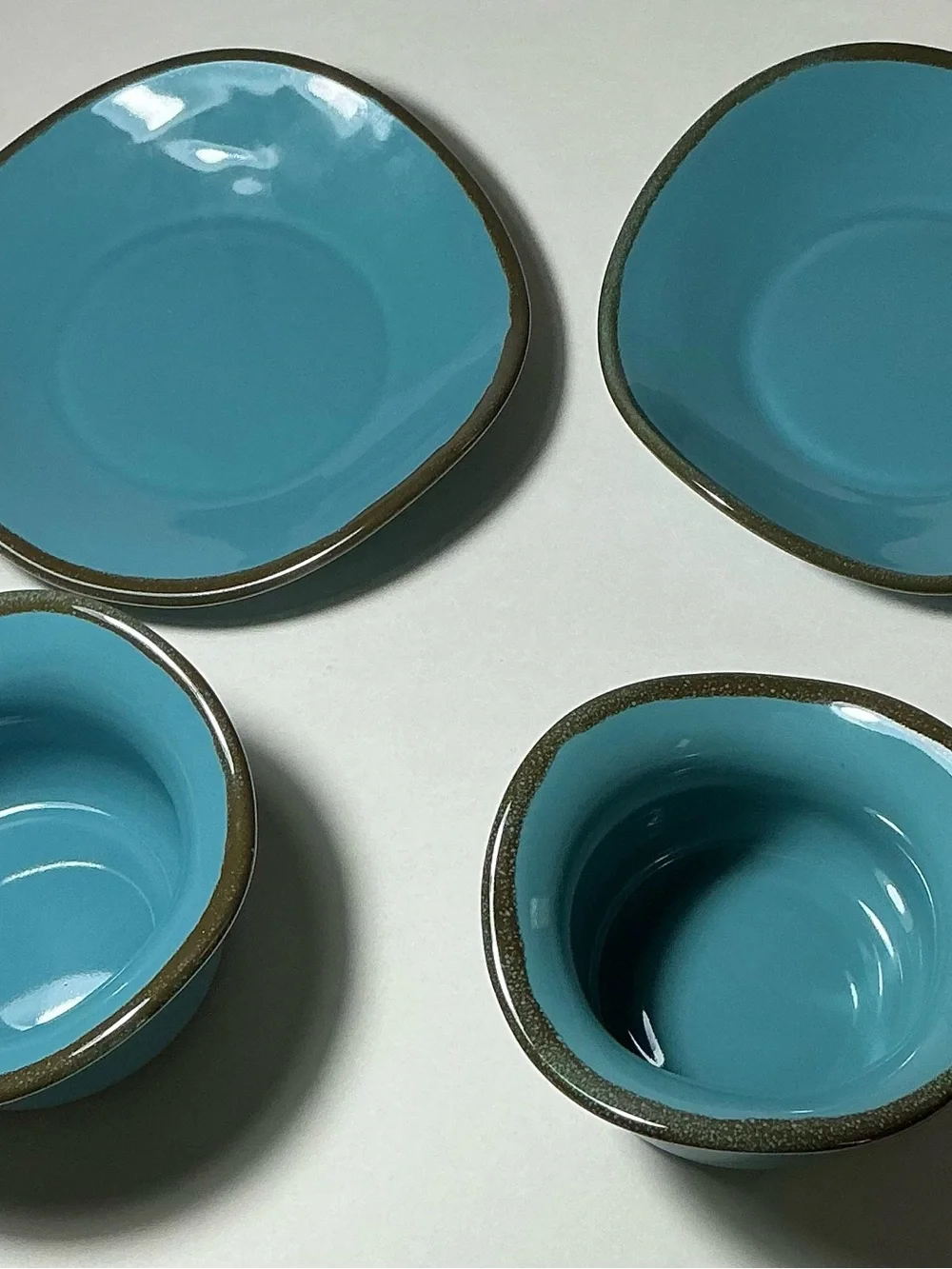 Southern Living At Home Tuscan Tidbit Bowls & Saucers Turquoise Blue Set of 2